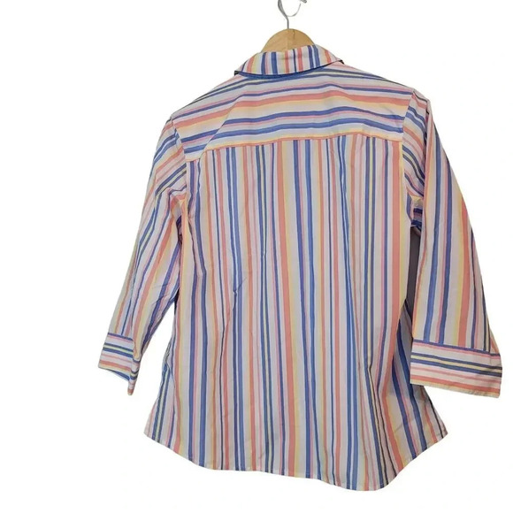 Foxcroft Women's Button-Up Top Size 8 Multicolor Shaped Wrinkle Free Long Sleeve - Picture 2 of 9